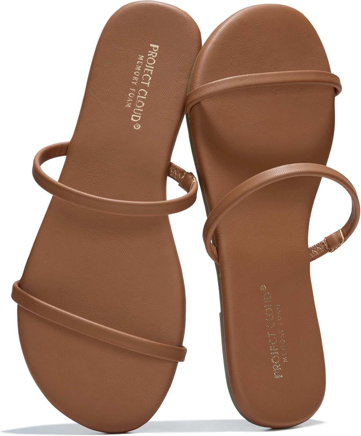 Project Cloud Summer Sandals for Women 2026 – Memory Foam Insole and Eco-Crafted Leather Beach Flip Flops for Women – Non Slip and Lightweight Double Strap Womens Sandals (Transition)
