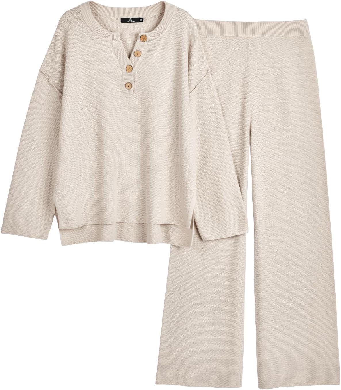 LILLUSORY Women’s 2 Piece Lounge Sets Oversized Slouchy Matching Cozy Knit Sets
