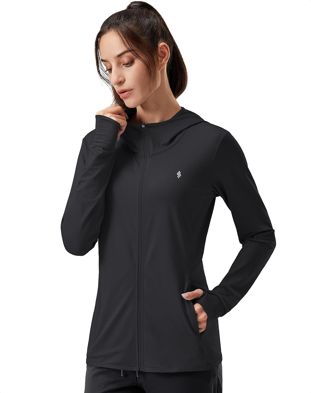 Soothfeel Women’s UPF 50+ Sun Protection Hoodie Jacket Lightweight Long Sleeve Sun Shirt for Women with Pocket Hiking Outdoor