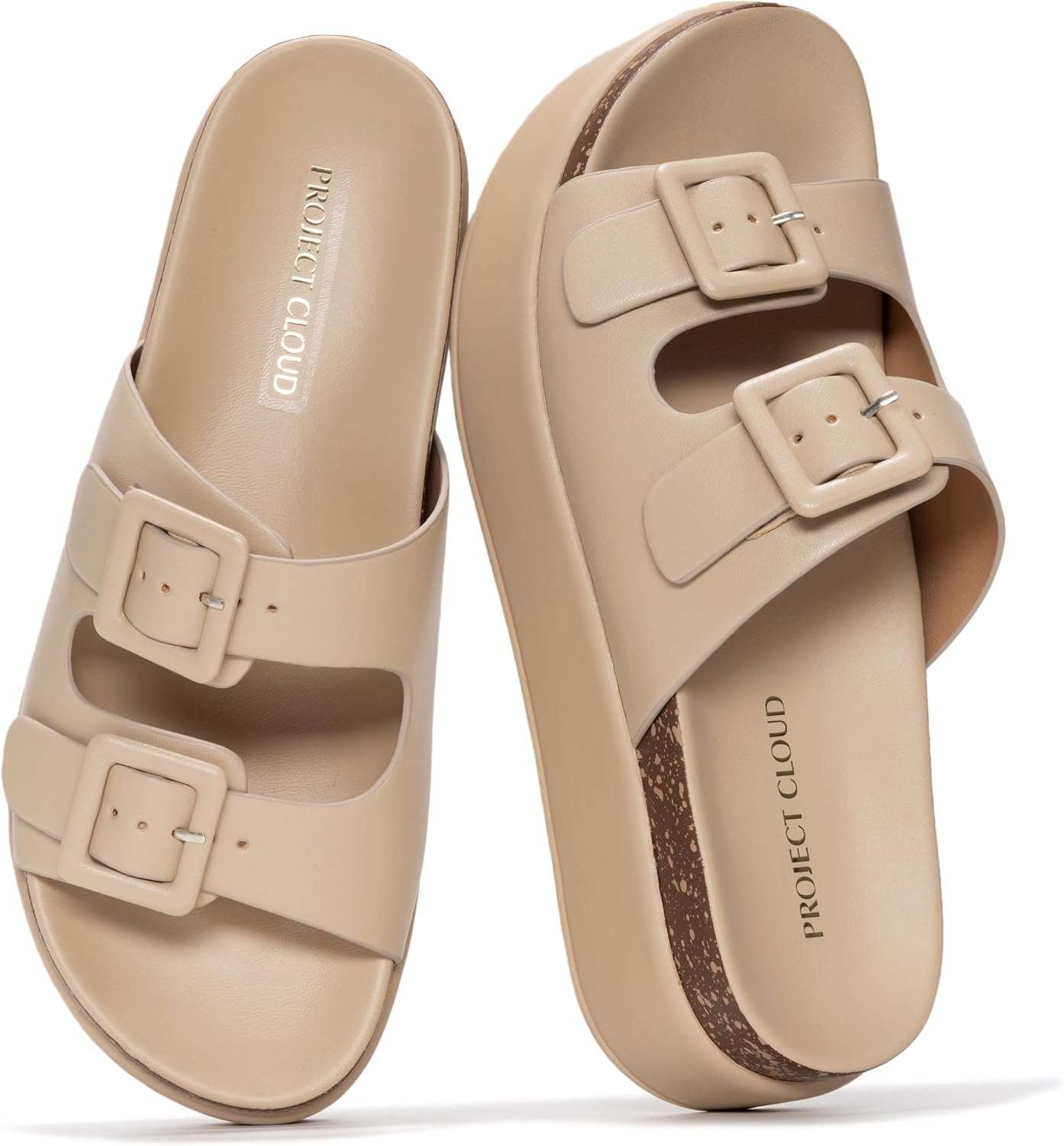 Project Cloud Platform Sandals Women – Plush & Soft Insole Wedge Slides for Women Footwear – Beach Essential Wedge Sandals for Women 2026 (Softy)