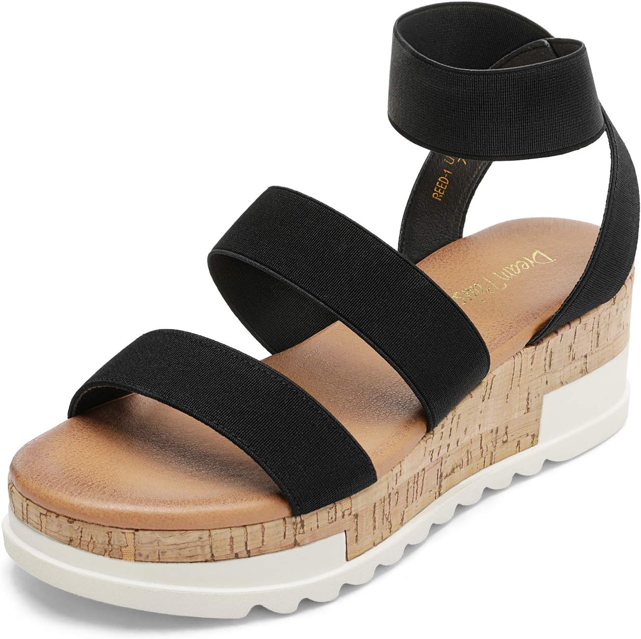 DREAM PAIRS Women’s Open Toe Elastic Ankle Strap Casual Flatform Platform Wedges Sandals