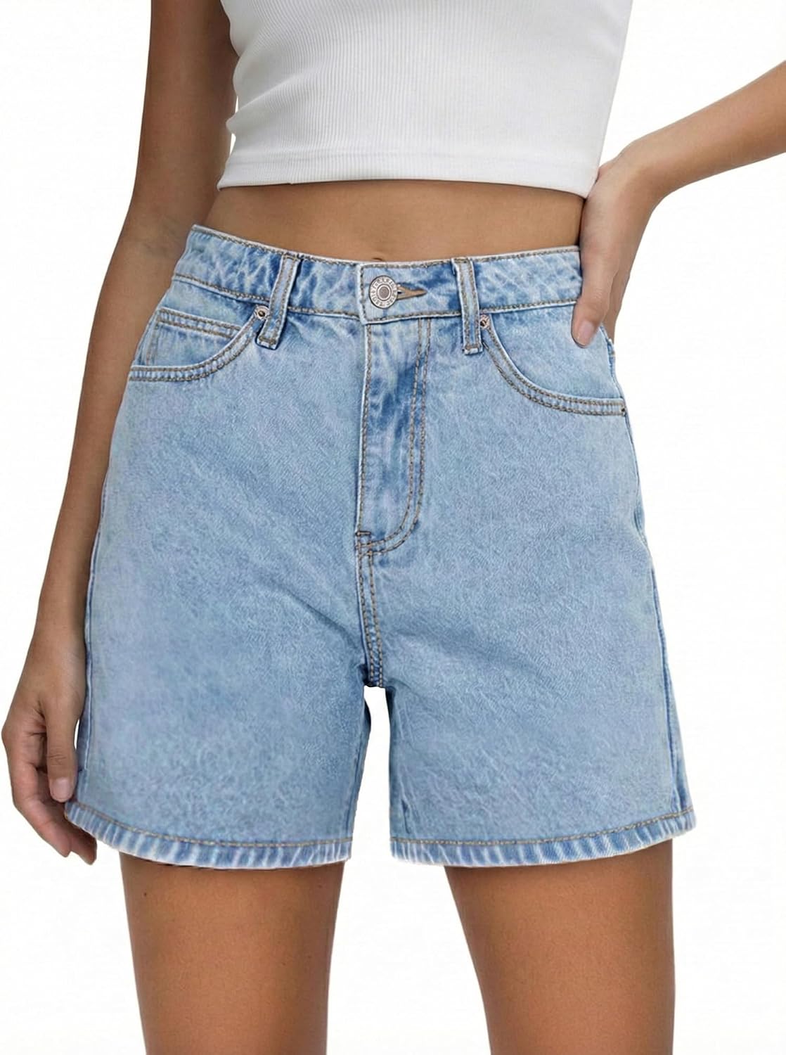 SANMM Jean Shorts Womens High Waisted Summer Stretchy Denim Short Casual Hot Jorts with Pockets