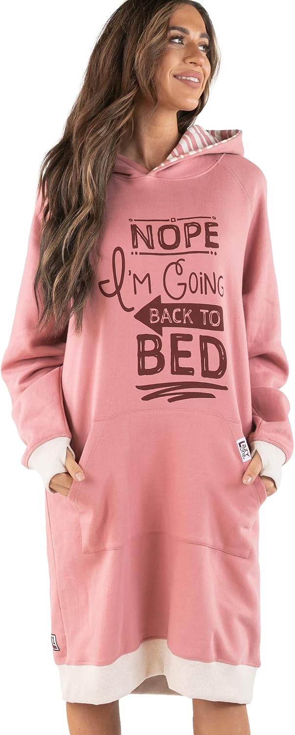 Lazy One Oversized Hoodie Sweatshirt, Comfortable Sleepwear, Sweater Dress For Women