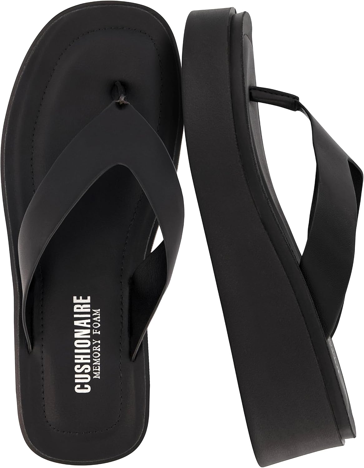 CUSHIONAIRE Pippin Chunky Platform Flip Flops, Stylish Wedge Flip Flops for Women with Cushioned Footbed and Durable Sole