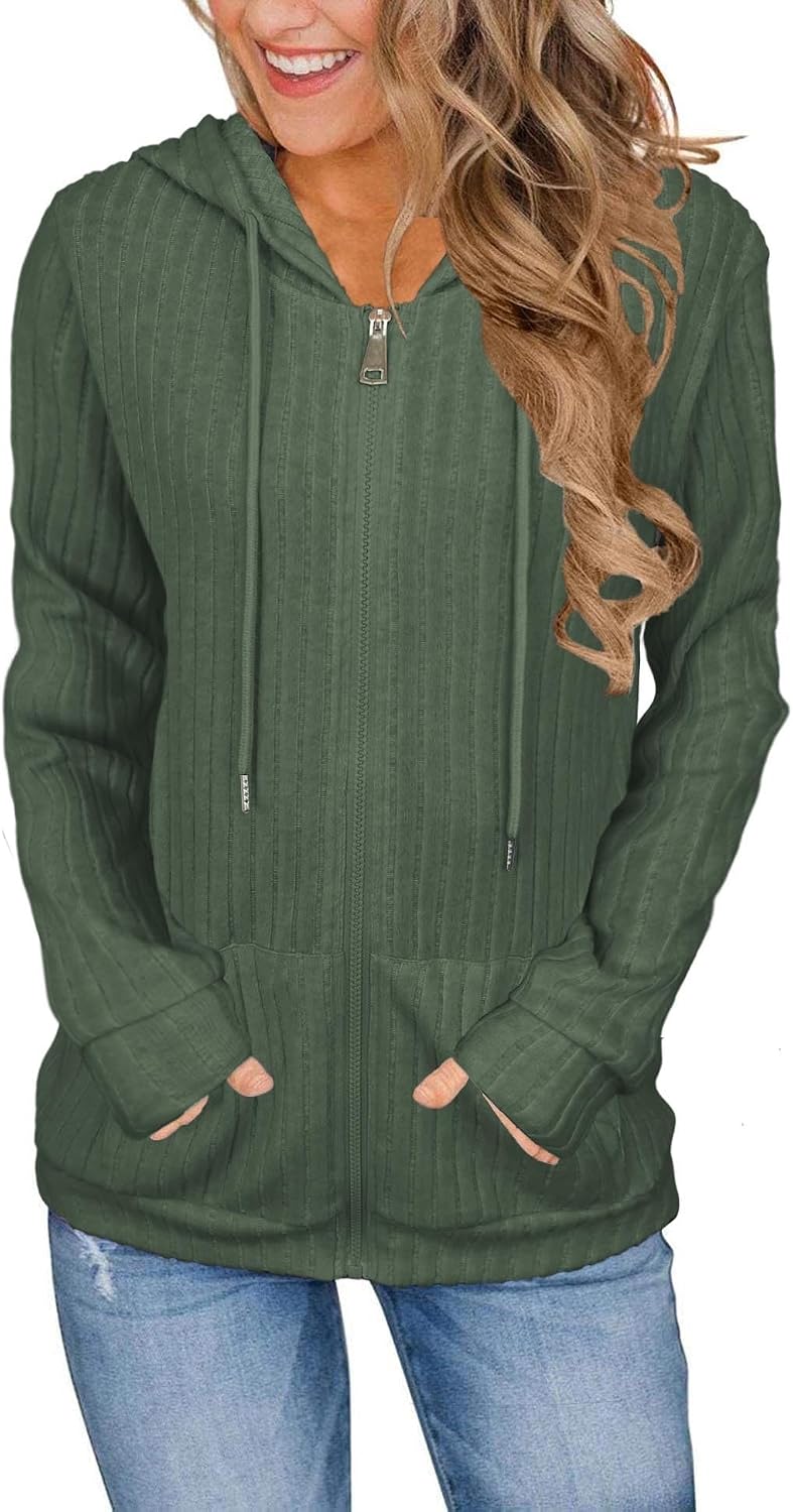 JomeDesign Sweaters for Women Long Sleeve Sweatshirt Fashion Hoodies Zip Up Loose Casual Fall Tops S-XXL