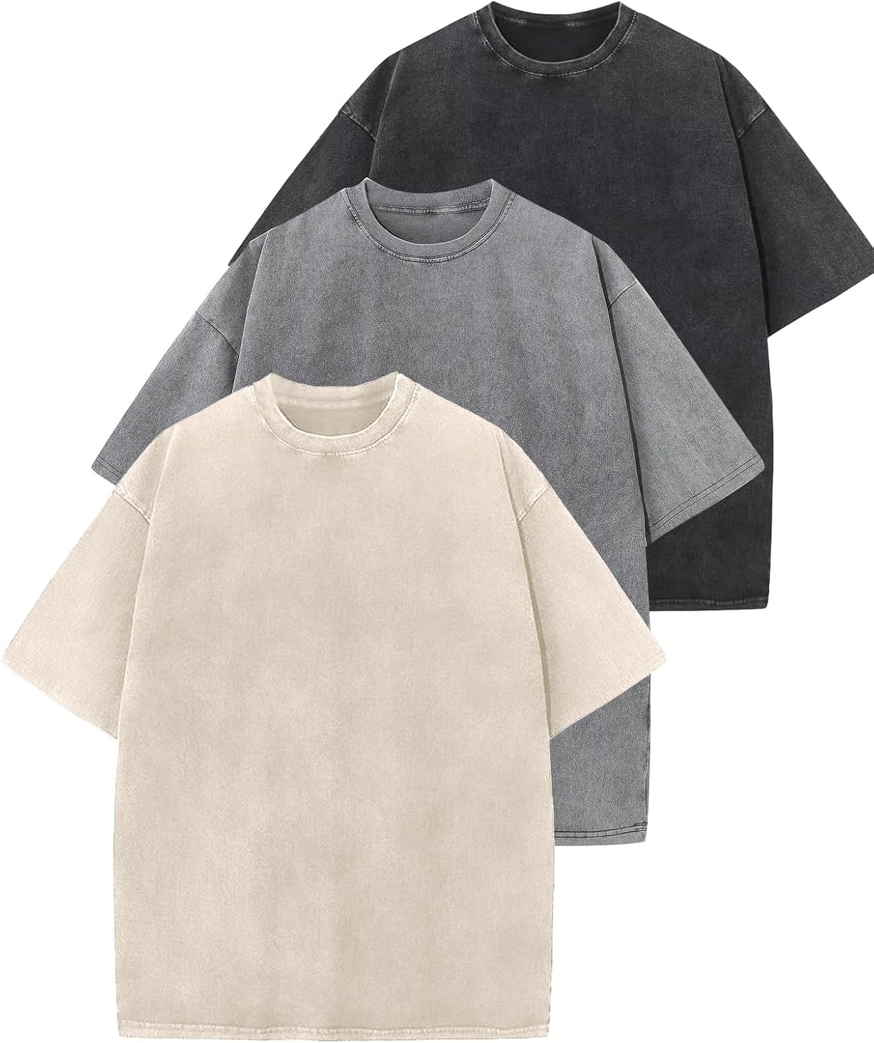Wyeysyt Oversized Tshirts for Women Vintage Washed Baggy Tees Cotton Short Sleeves Acid Shirts Unisex Tops