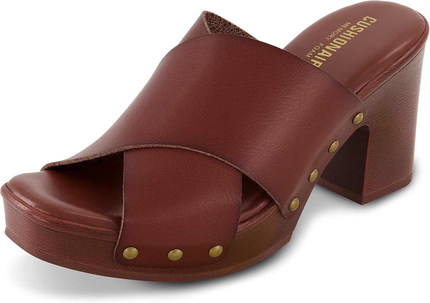 CUSHIONAIRE Women’s Kamari Faux Wood Sandal with Memory Foam Padding, Wide Widths Available
