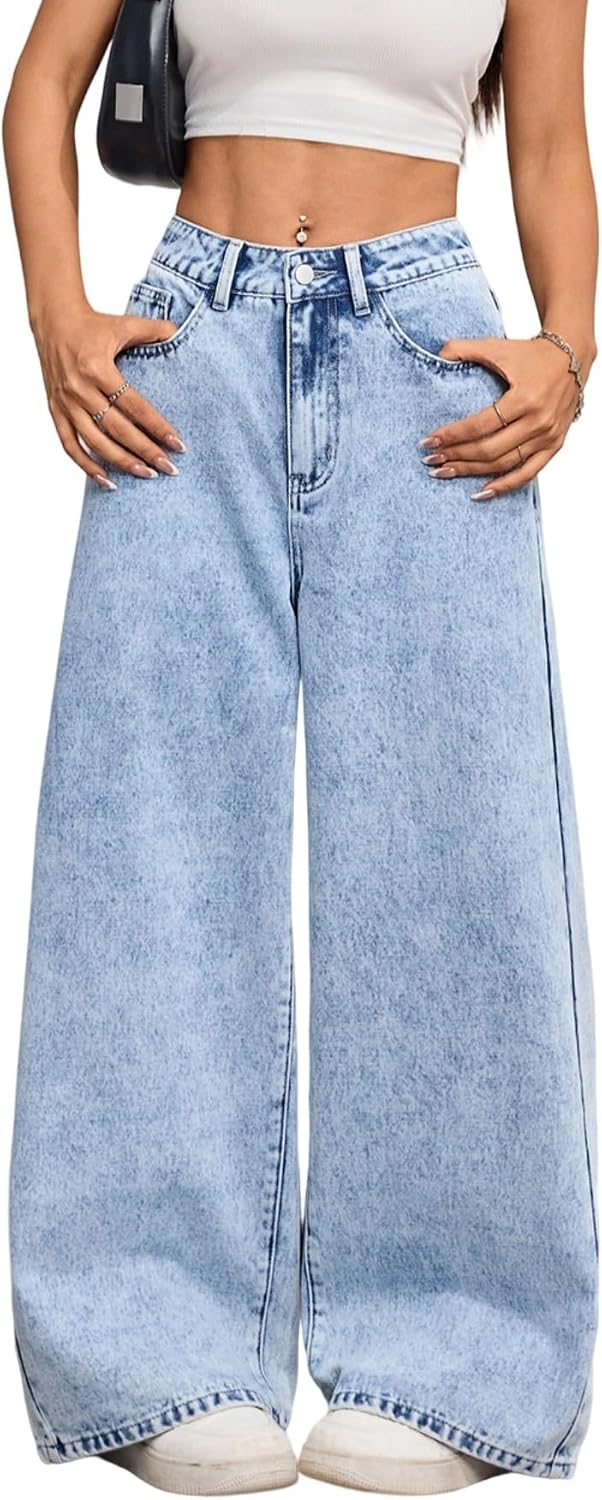 Baggy Jeans for Women Wide Leg Denim Pants Fashion Loose Fit Y2k Relaxed Streetwear