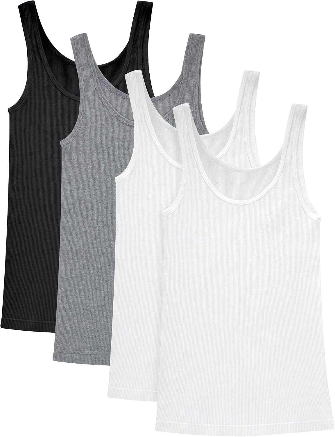 Hanes Women’s Originals Ribbed Tank Pack, Soft Cotton Rib Tank Tops for Women, 4-Pack