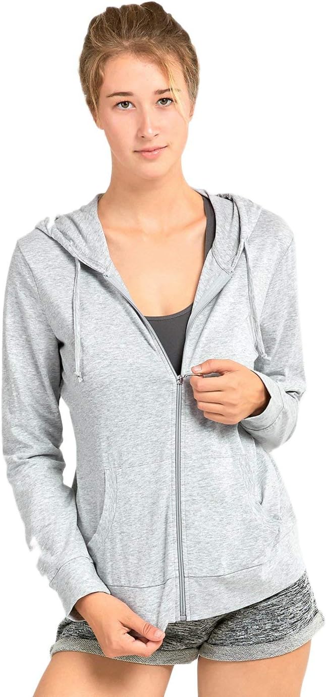 Sofra Women’s Thin Cotton Zip Up Hoodie Jacket