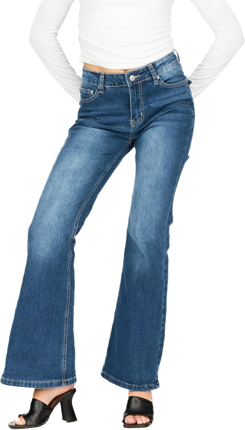 Forever 21 Women’s Flare Denim High-Rise Slim Fit Stretch Jeans – Retro Y2k Style