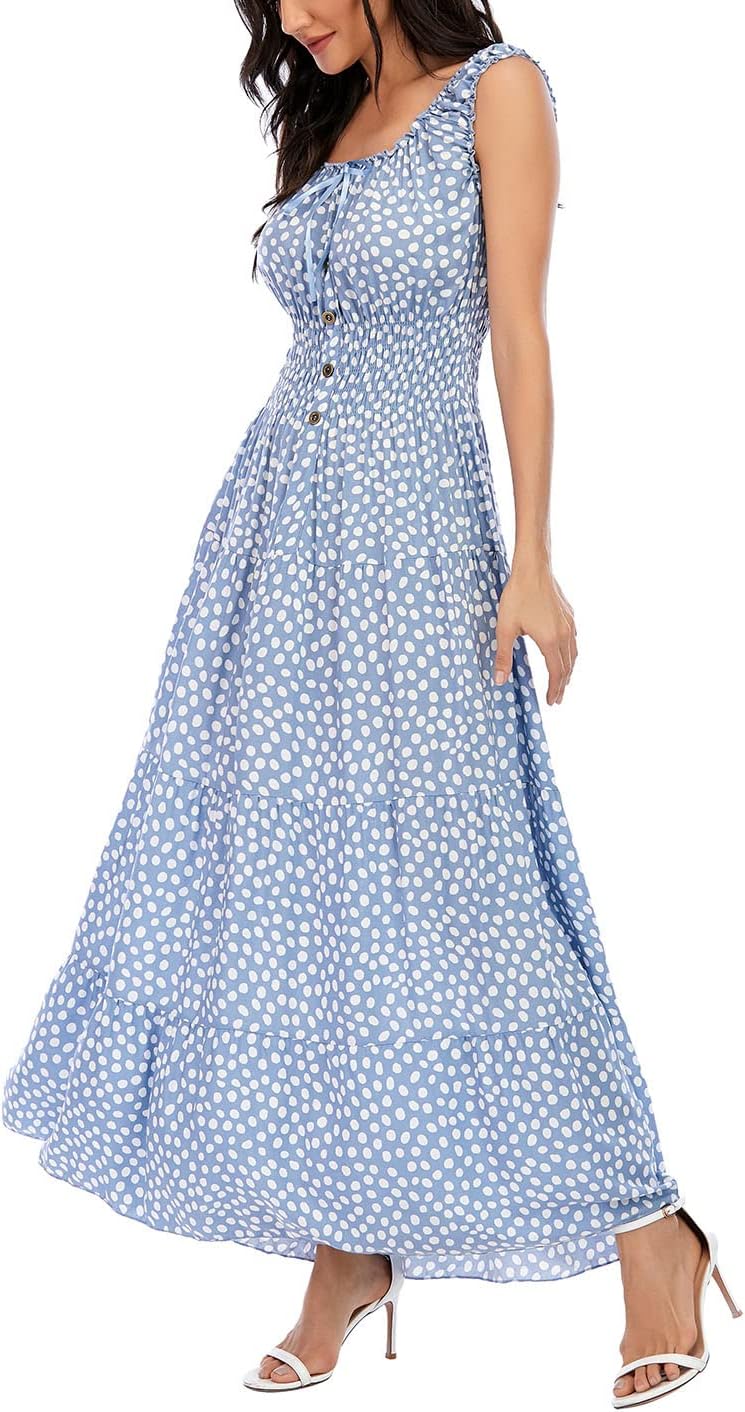 OSTOO Women’s 2026 Summer Boho Floral Print Tiered Casual Flowy Long Maxi Dress