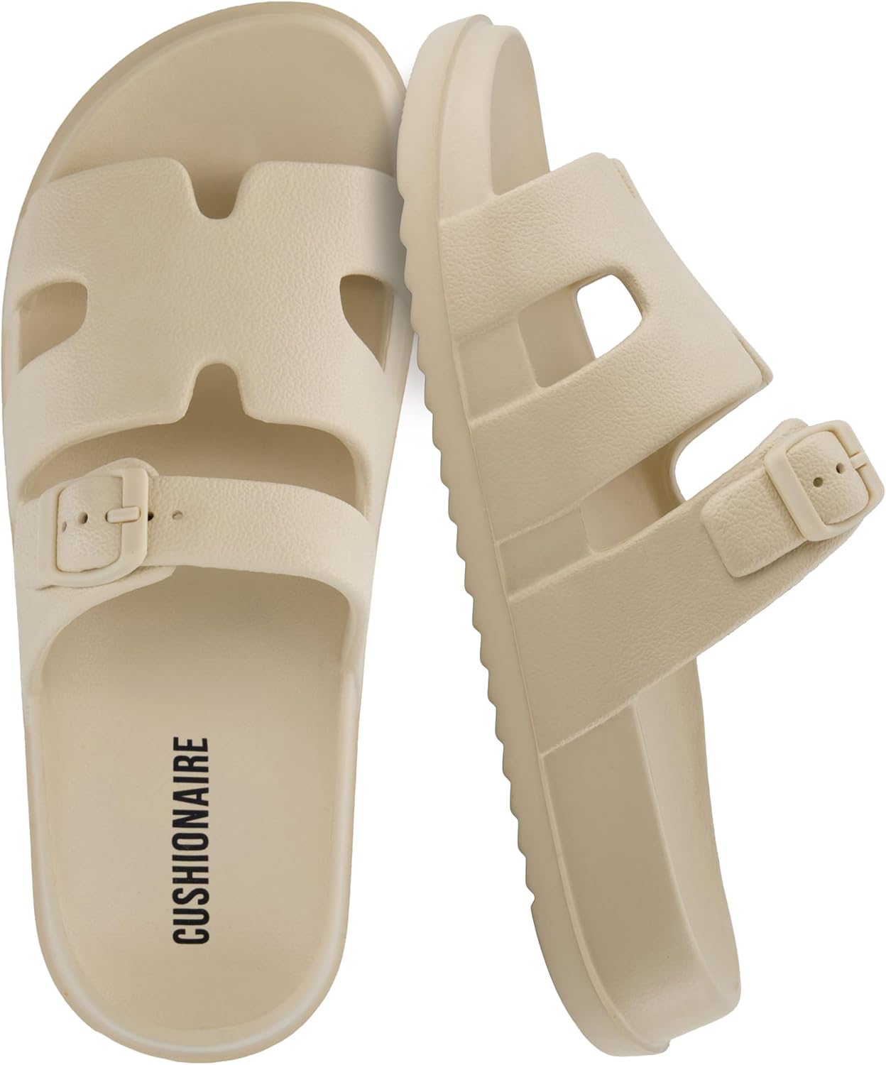 CUSHIONAIRE Orbit Waterproof EVA Womens Sandals -Comfortable Summer Slip On Slides for Women with Adjustable Buckle Strap