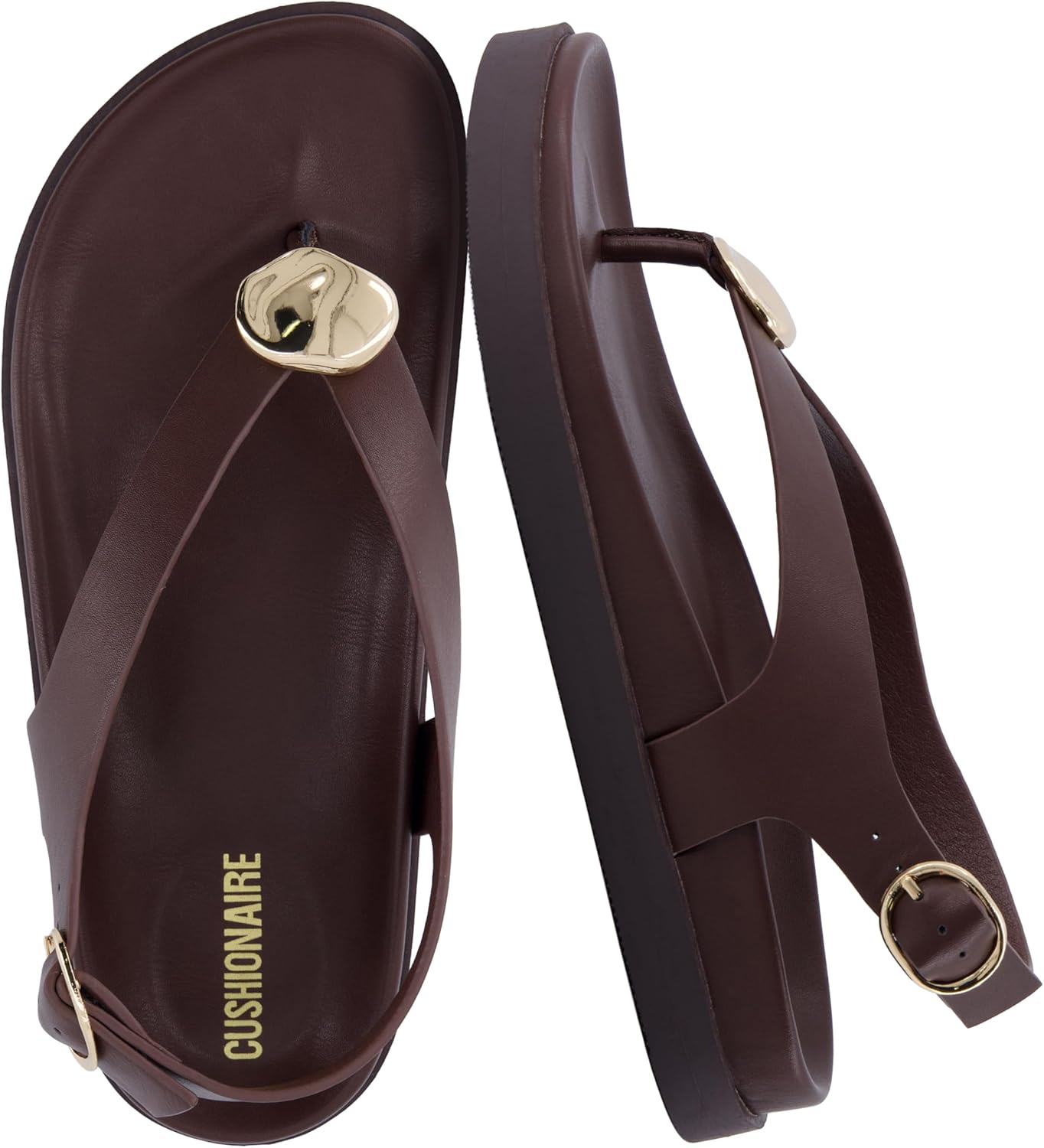 CUSHIONAIRE Expo Thong Sandals for Women, Comfortable Slingback Sandals with Arch Support and Cushioned Footbed