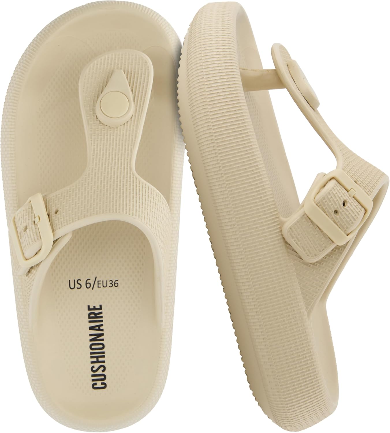 CUSHIONAIRE Flo EVA Waterproof Recovery Slides Thong Sandals for Women
