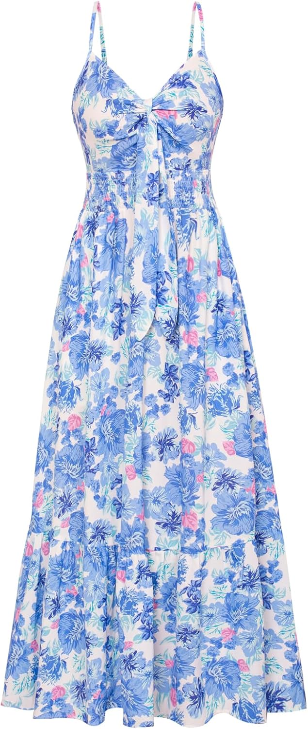 GRACE KARIN Womens Summer Floral Maxi Dresses 2026 Long Flowy Boho Dress Beach Vacation Sundresses Casual Clothes with Pocket