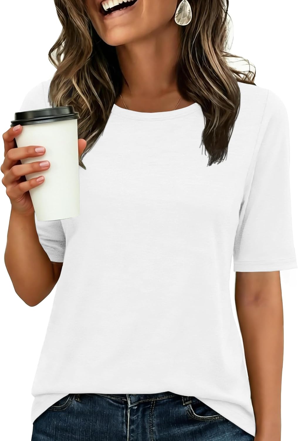 ANRABESS Womens Half Sleeve Tops Crewneck Shirts Basic Fit Tee Trendy 2026 Spring Summer Business Casual T-Shirts