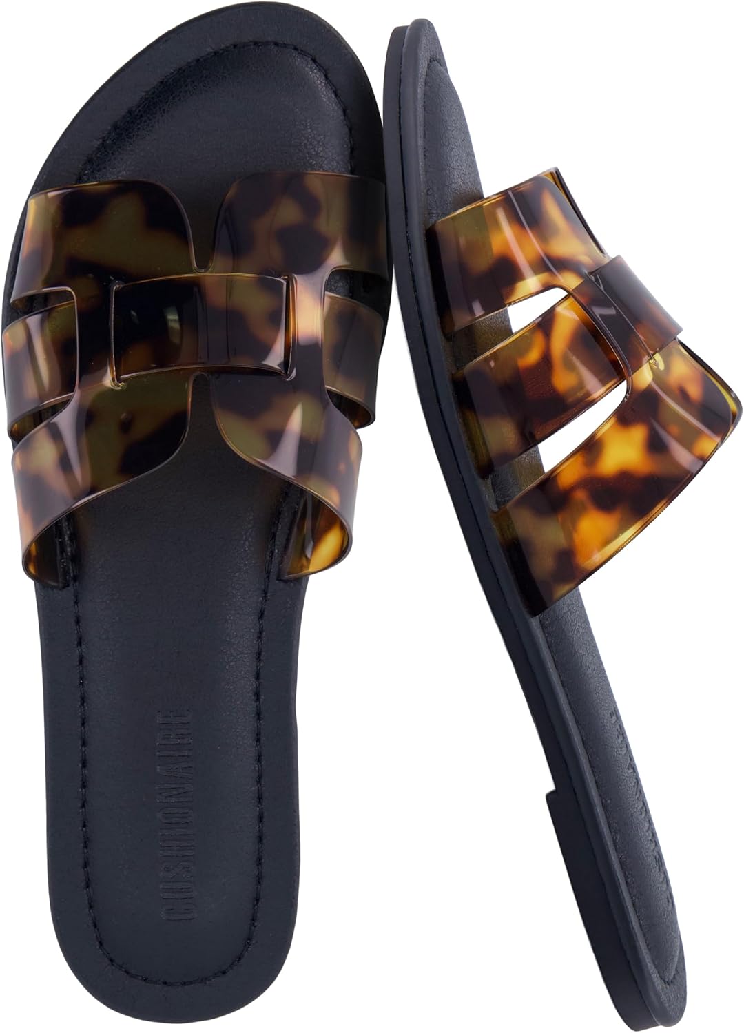 CUSHIONAIRE Caper Jelly Sandals for Women, Comfortable Womens Slides with Cushioned Footbed and Wide Widths Available