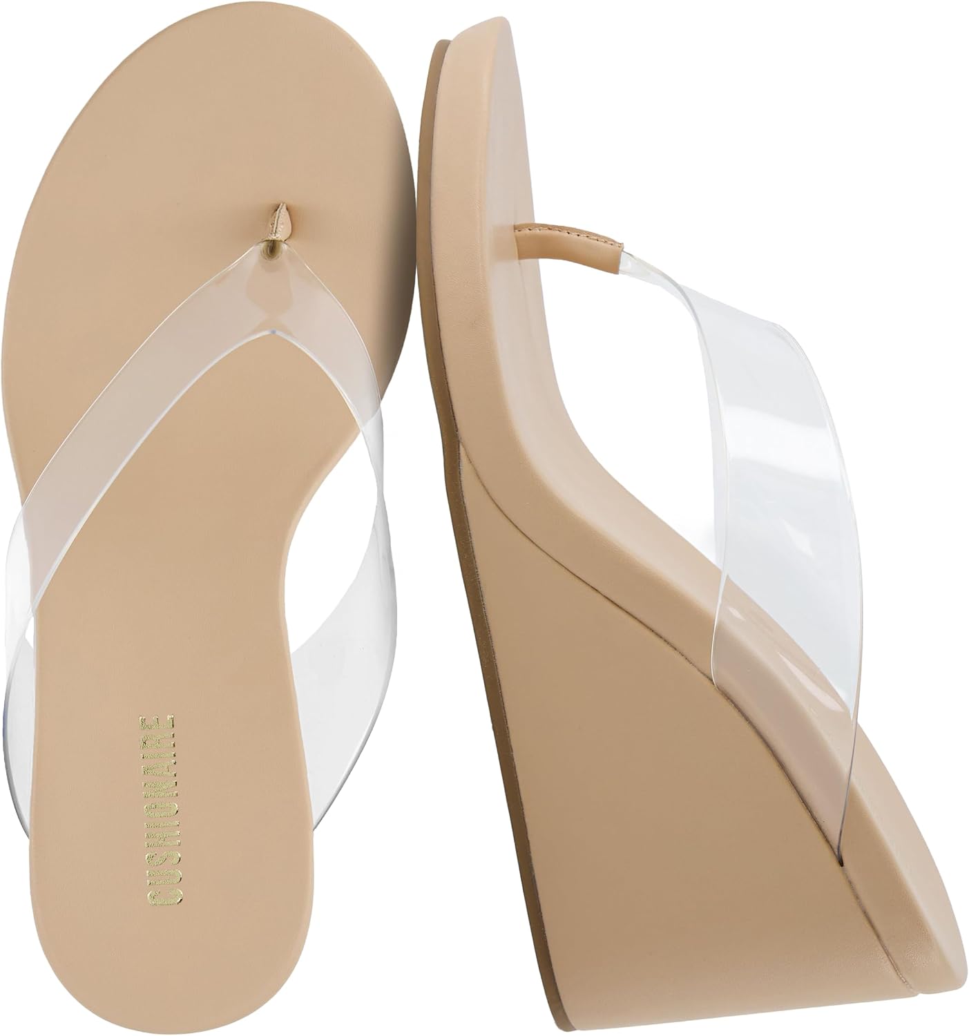 CUSHIONAIRE Bera Platform Thong Womens Sandals, Stylish Wedge Flip Flops for Women with Contoured Comfort Footbed