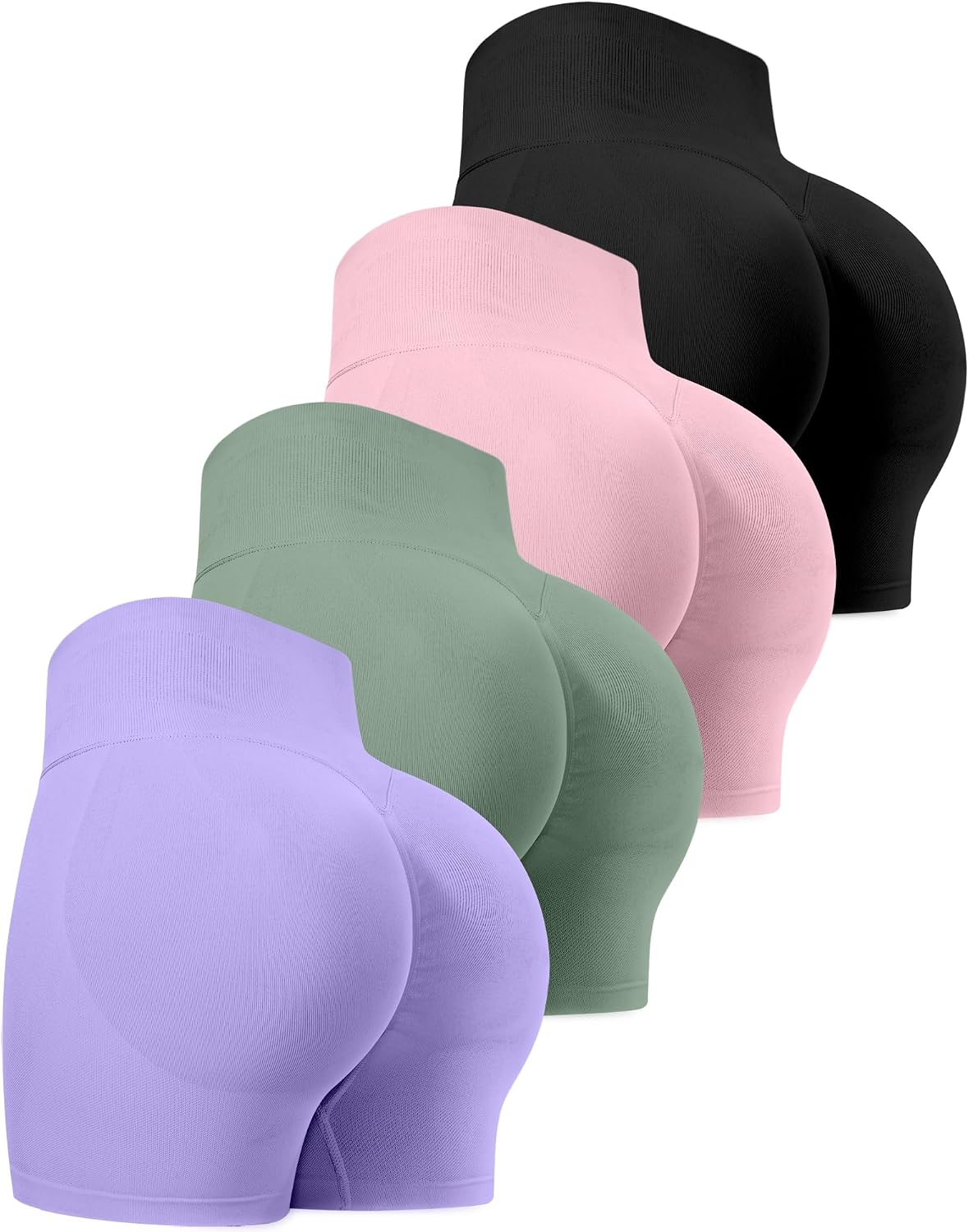 CHRLEISURE Workout Shorts for Women, High Waisted Butt Lifting Scrunch Sports Seamless Gym Shorts Set