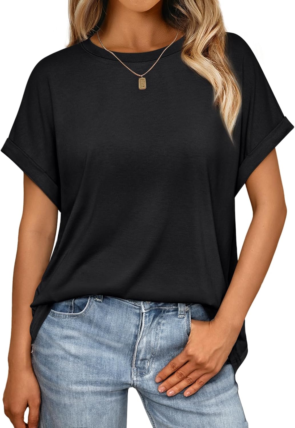 AUTOMET Women’s Oversized Short Sleeve T Shirts Casual Summer Everyday Tops