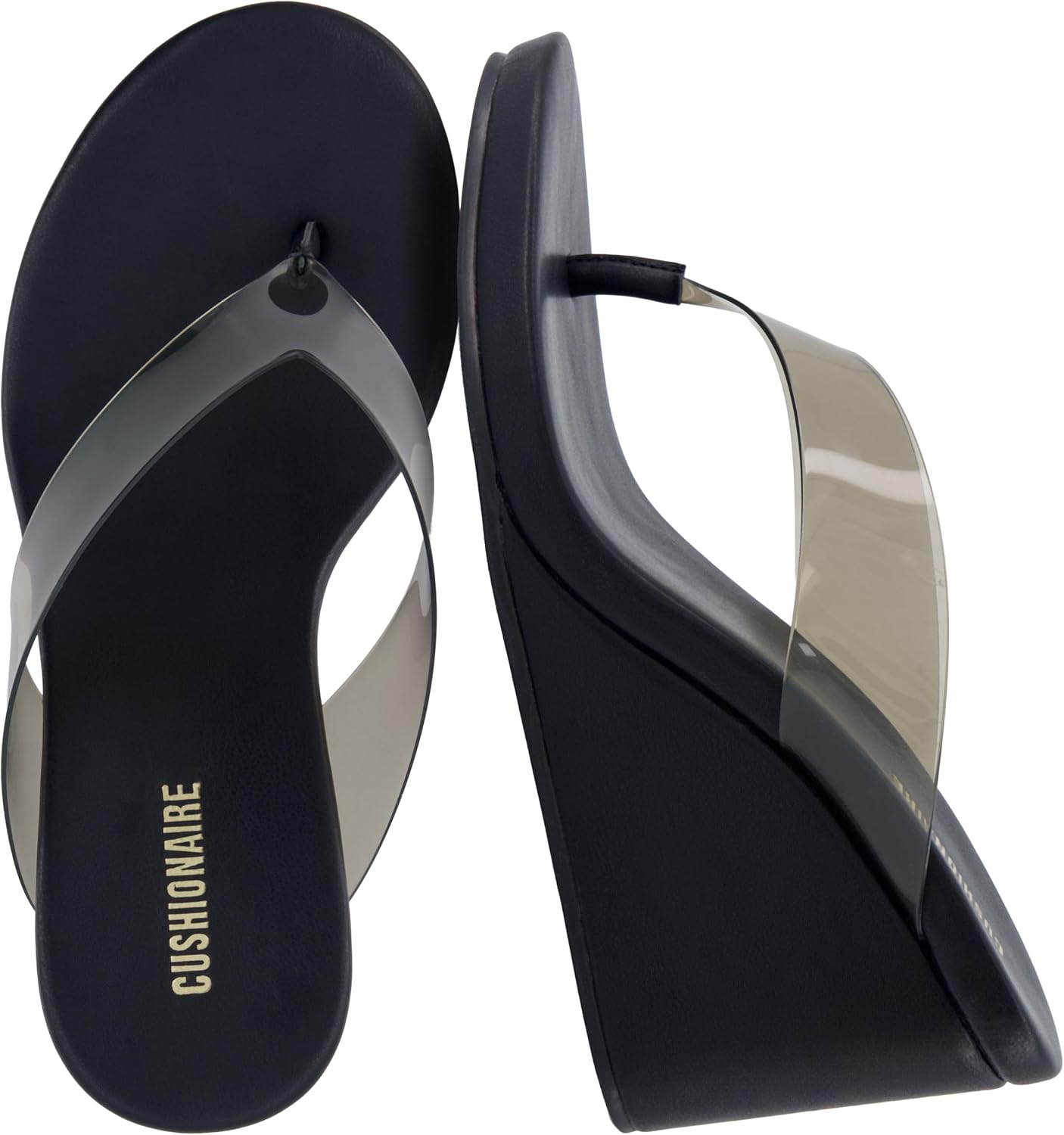 CUSHIONAIRE Bera Platform Thong Womens Sandals, Stylish Wedge Flip Flops for Women with Contoured Comfort Footbed
