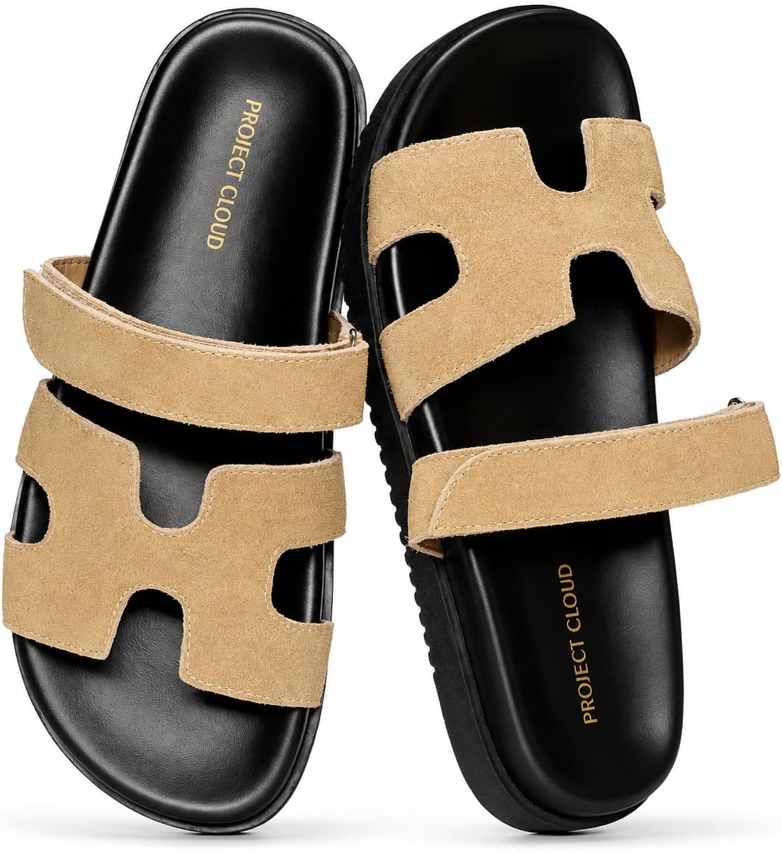 Project Cloud 100% Genuine Leather Sandals for Women Footwear – Stylish Womens Sandals with Plush & Soft Insole – Non-Slip and Water-Resistant Beach Sandals Slides for Women (Mayvy)