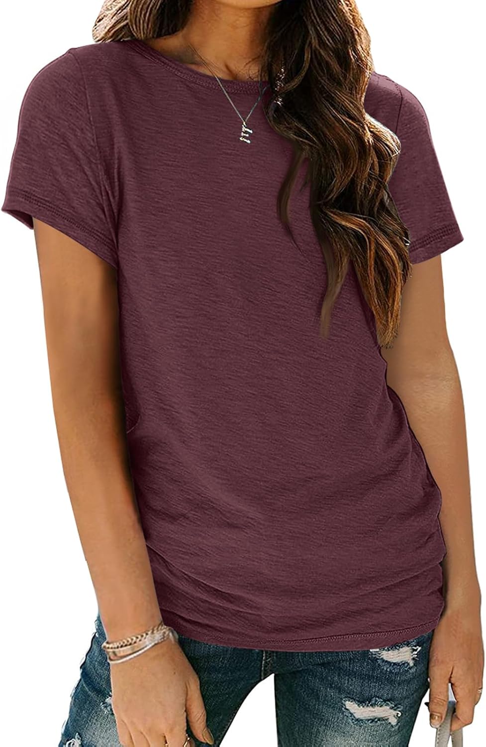 AUTOMET Women’s Short Sleeve Shirts Summer Tops Crew Neck Basic Tees Casual Tshirts