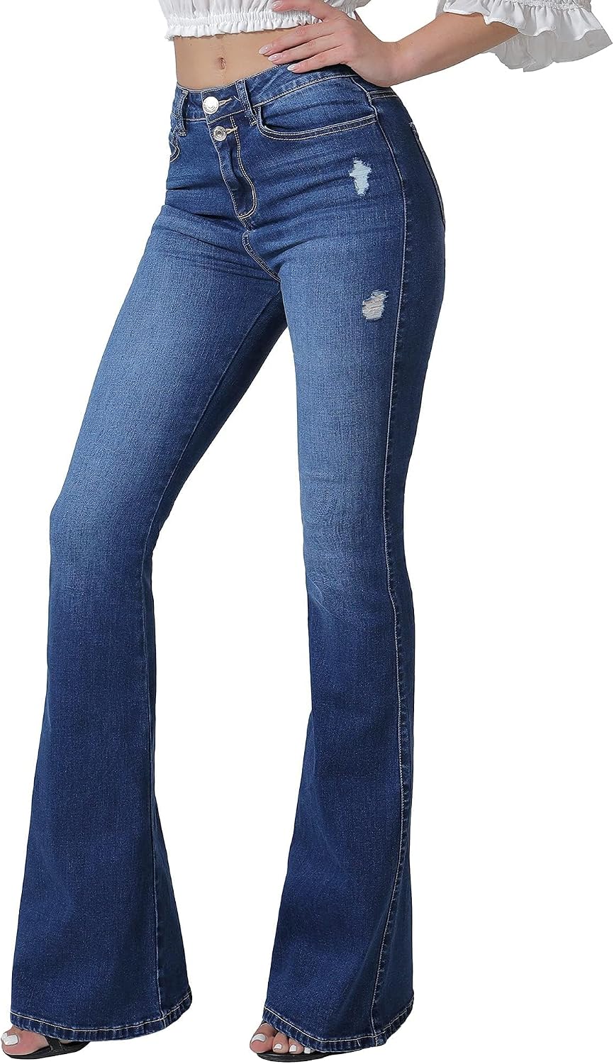 VIPONES Women’s Flare Bell Bottom Jeans High Waisted Wide Leg Bootcut Jeans Stretchy Denim Pants