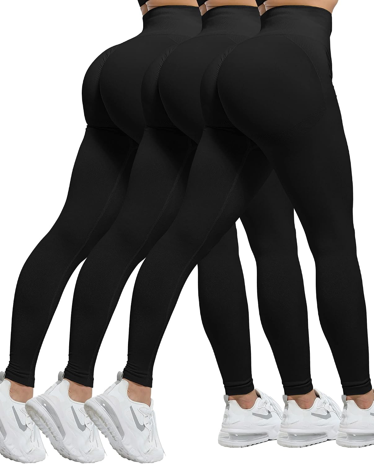 CHRLEISURE Workout Leggings Sets for Women, Gym Scrunch Butt Butt Lifting Seamless Leggings 3 Piece