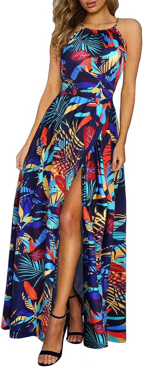 KILIG Women’s Summer Floral Beach Flowy Split Maxi Long Dresses