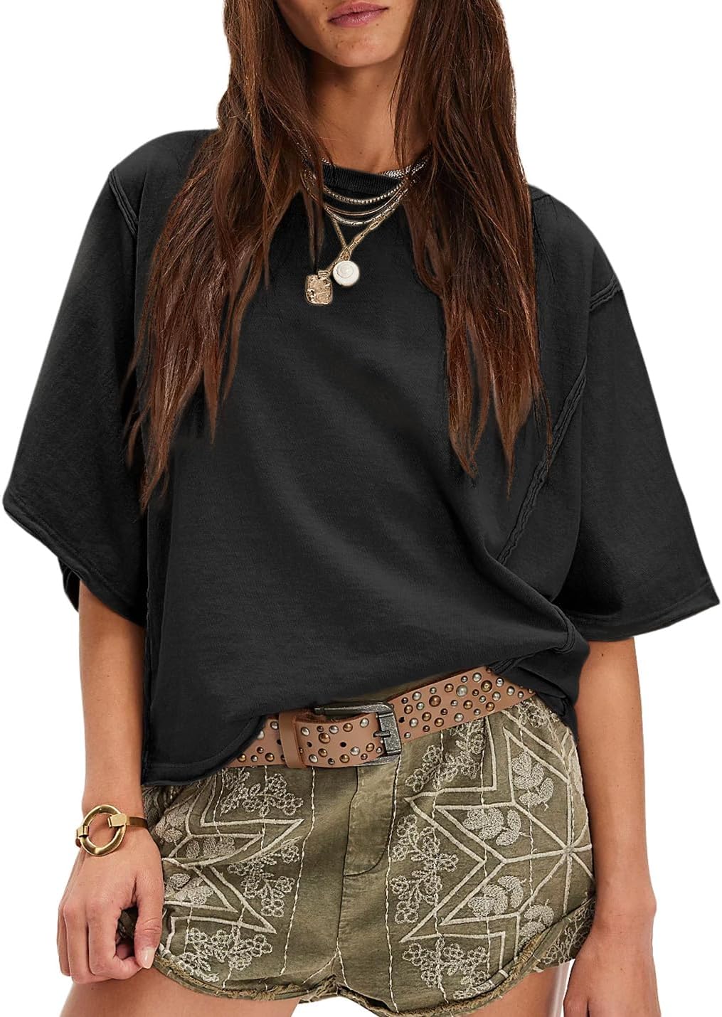 Women’s Oversized Cotton T Shirt Loose Fit Casual Short Sleeve Summer Top 2026 Vintage Washed Basic Tees