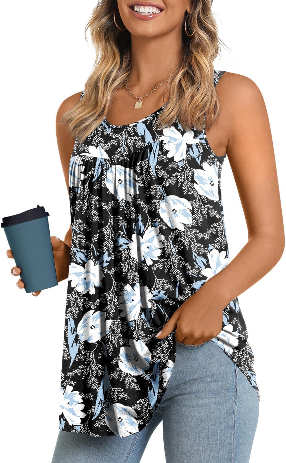 LONGYUAN Women’s Tank Tops 2026 Summer Tunics Casual Sleeveless Shirts Ladies Loose Fit Blouses S-4XL