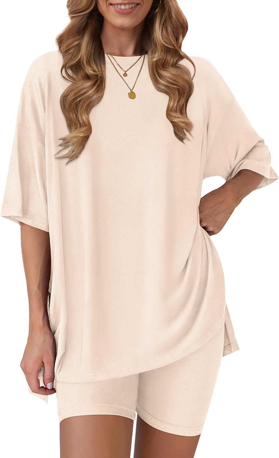 RUBZOOF Women’s 2 Piece Lounge Sets 2026 Casual Summer Airport Travel Outfits Oversized Shirts Biker Shorts Matching Clothing
