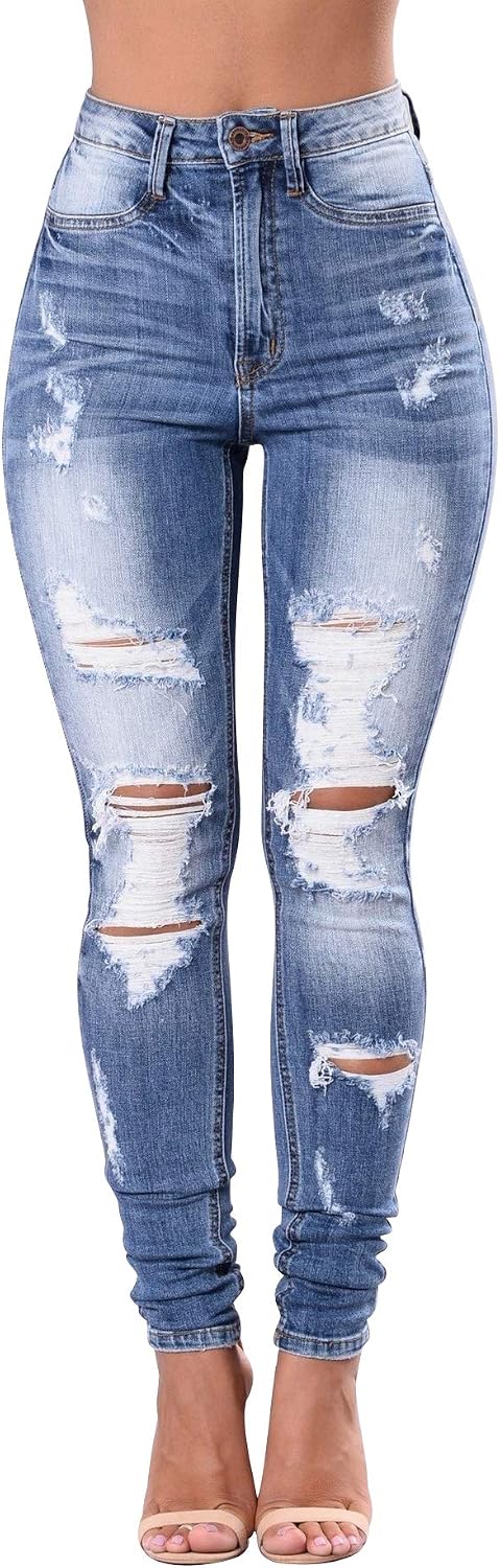 Women’s High Waisted Jeans for Women Ripped Skinny Stretch Jeans Distressed Butt Lifting Denim Pants