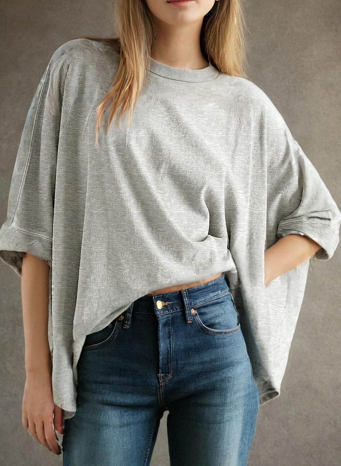 Dokotoo Summer Shirts 2026 Womens Solid T Shirts for Women Loose Oversized Tops Basic Tee