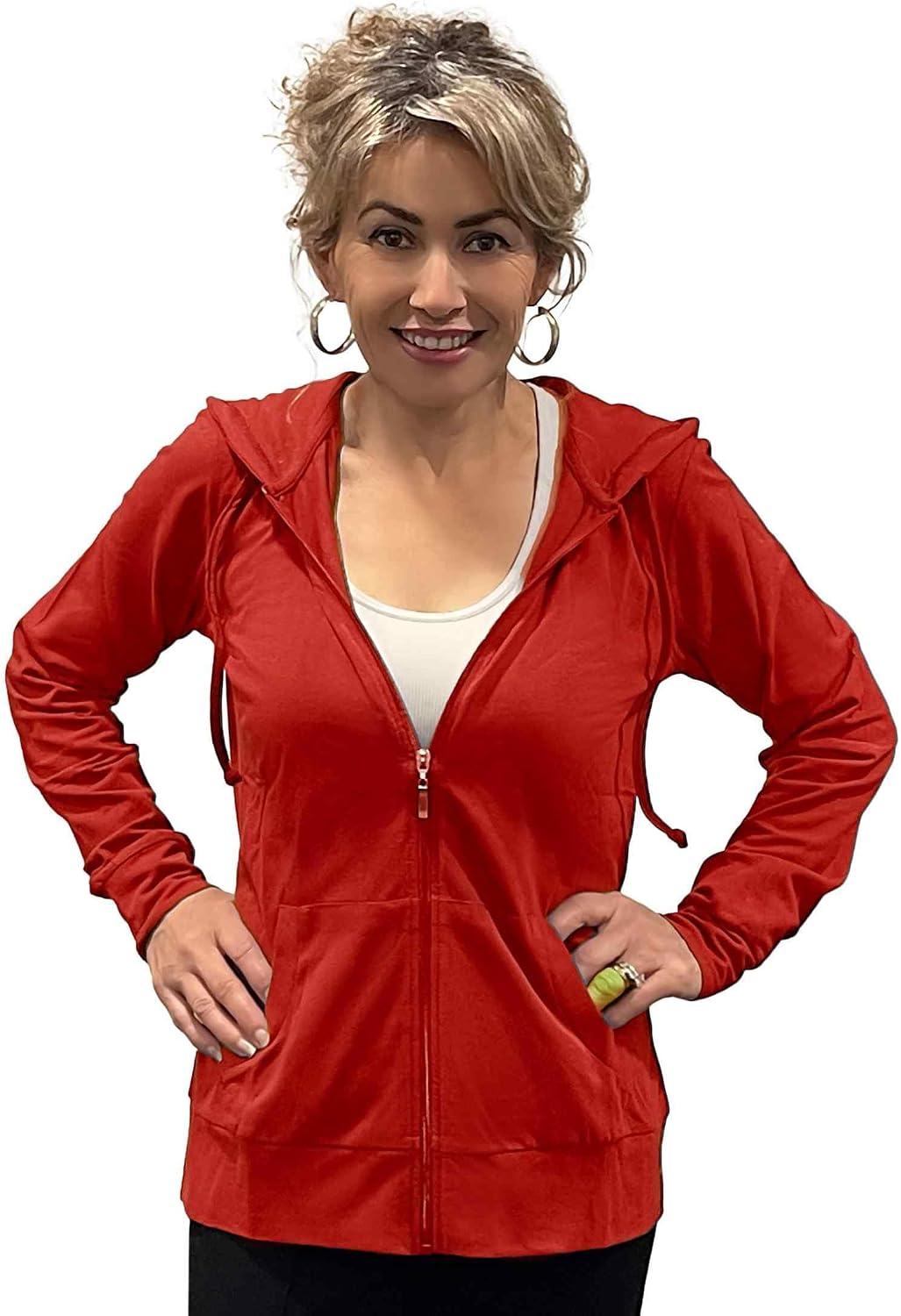 Women’s Active Casual Zip Hoodie Jacket in Olive by COUVER Store