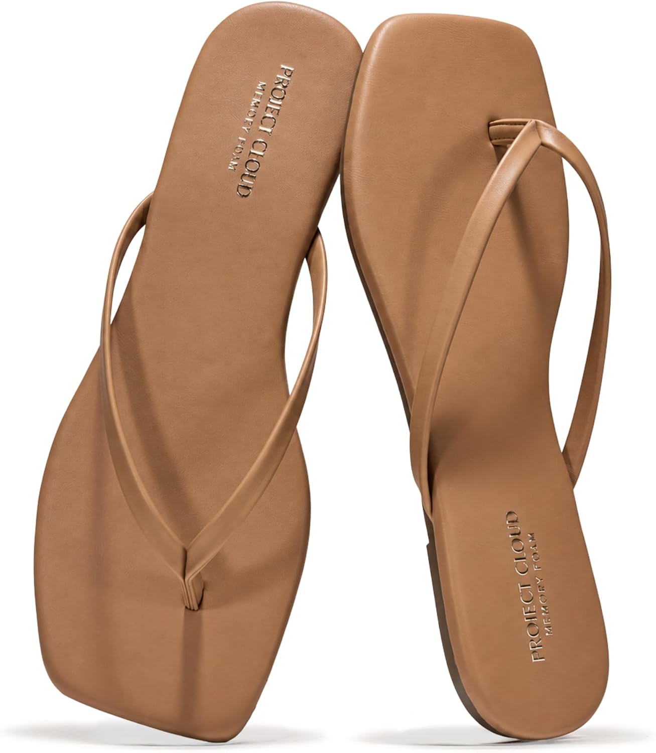 Project Cloud Square Toe Flip Flops For Women Footwear – Non Slip with Memory Foam Insole Beach Essentials Womens Sandals – Lightweight Thong Sandals Women (DEDICATION)