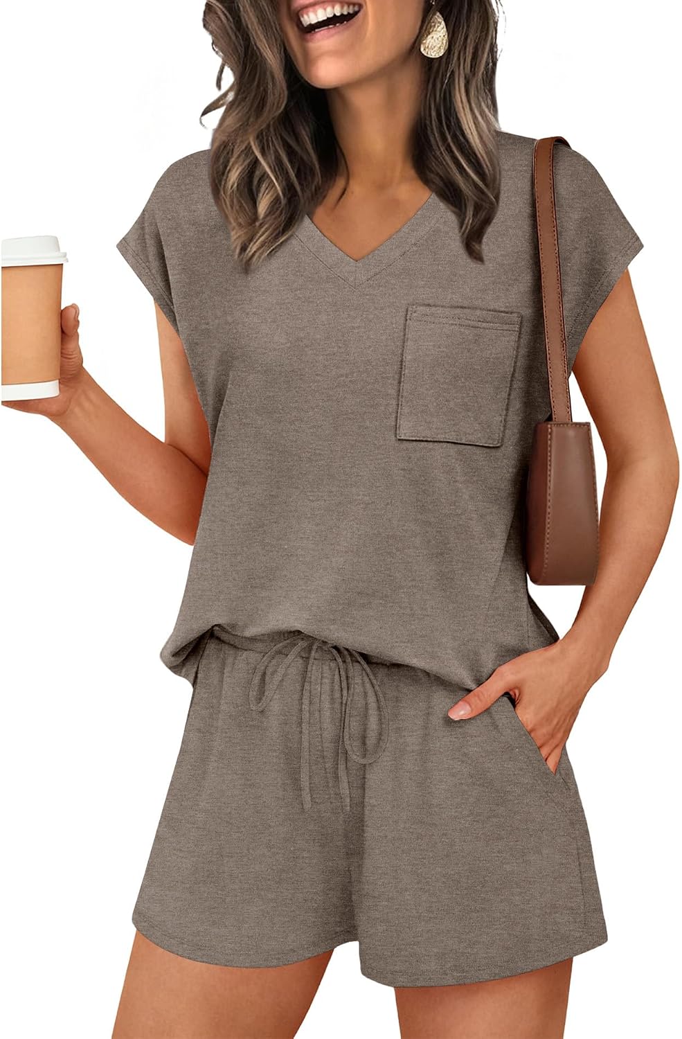 RUMIA Lounge Sets for Women 2 Piece Cap Sleeve Pajamas Short Sets with Pockets (S-3XL)