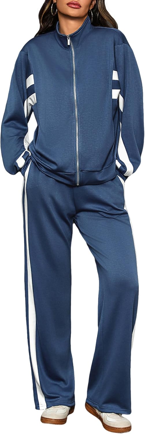 Totatuit Womens 2 pieces Sweatsuit Sets Zip Up Sweatshirts and Sweatpants Tracksuit Lounge Set Travel Outfits with Pocktes