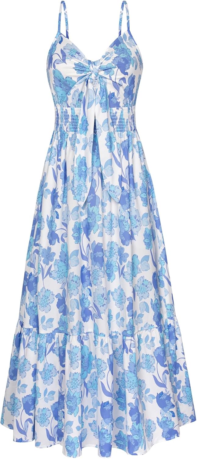 GRACE KARIN Womens Summer Floral Maxi Dresses 2026 Long Flowy Boho Dress Beach Vacation Sundresses Casual Clothes with Pocket