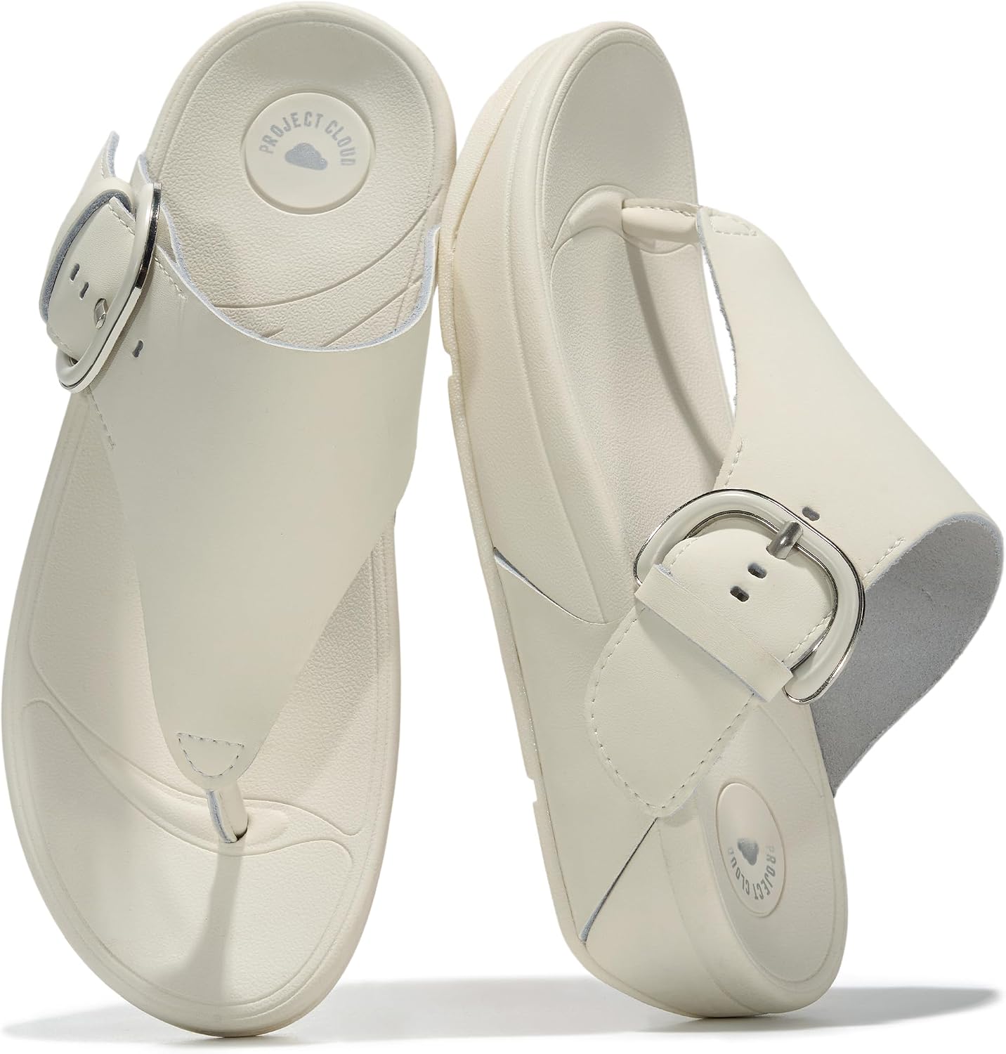 Project Cloud Genuine Leather Women’s Sandals – Thong Flip Flops with Plush Soft Insole, Arch Support & Non Slip Outsole – Comfortable Beach & Summer Slides