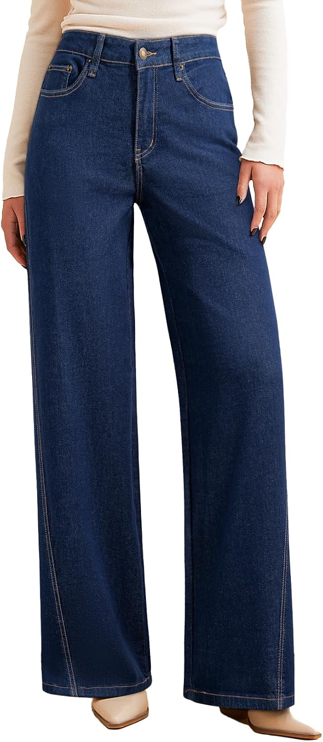 Sidefeel Women’s Baggy Wide Leg Jeans High Waisted Straight Leg Spring Outfits Denim Pants