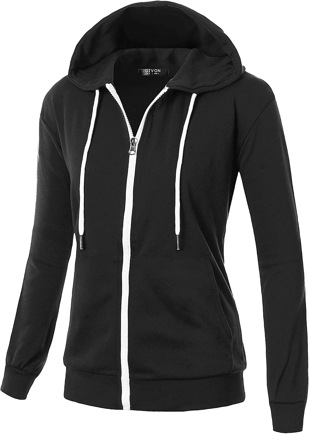 GIVON Womens Casual Zip Up Hoodie Cotton Blend Soft Fabric Basic Layering Hooded Jacket with Kangaroo Pocket