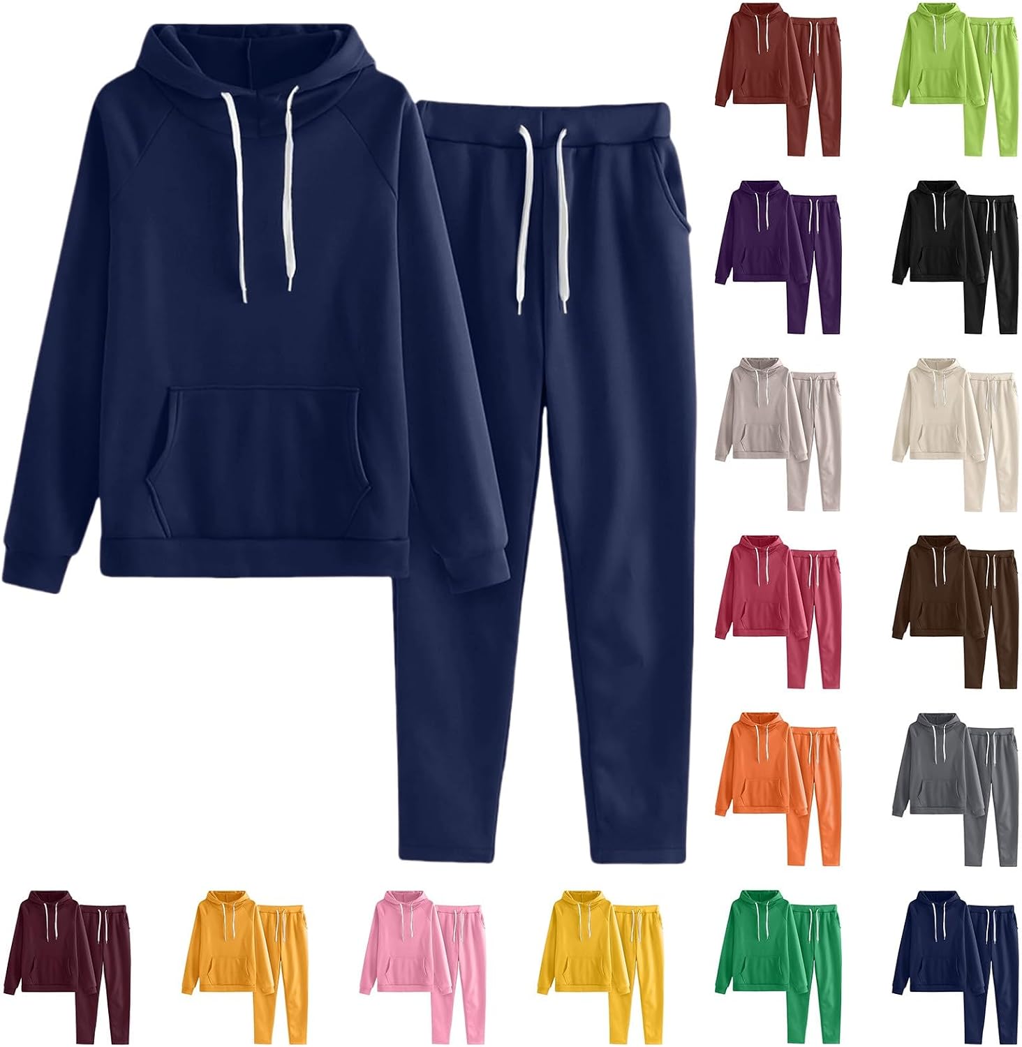 Womens 2 Piece Outfits Lounge Hoodie Sweatsuit Sets Oversized Sweatshirt Baggy Fall Comfy Sweatpants with Pockets