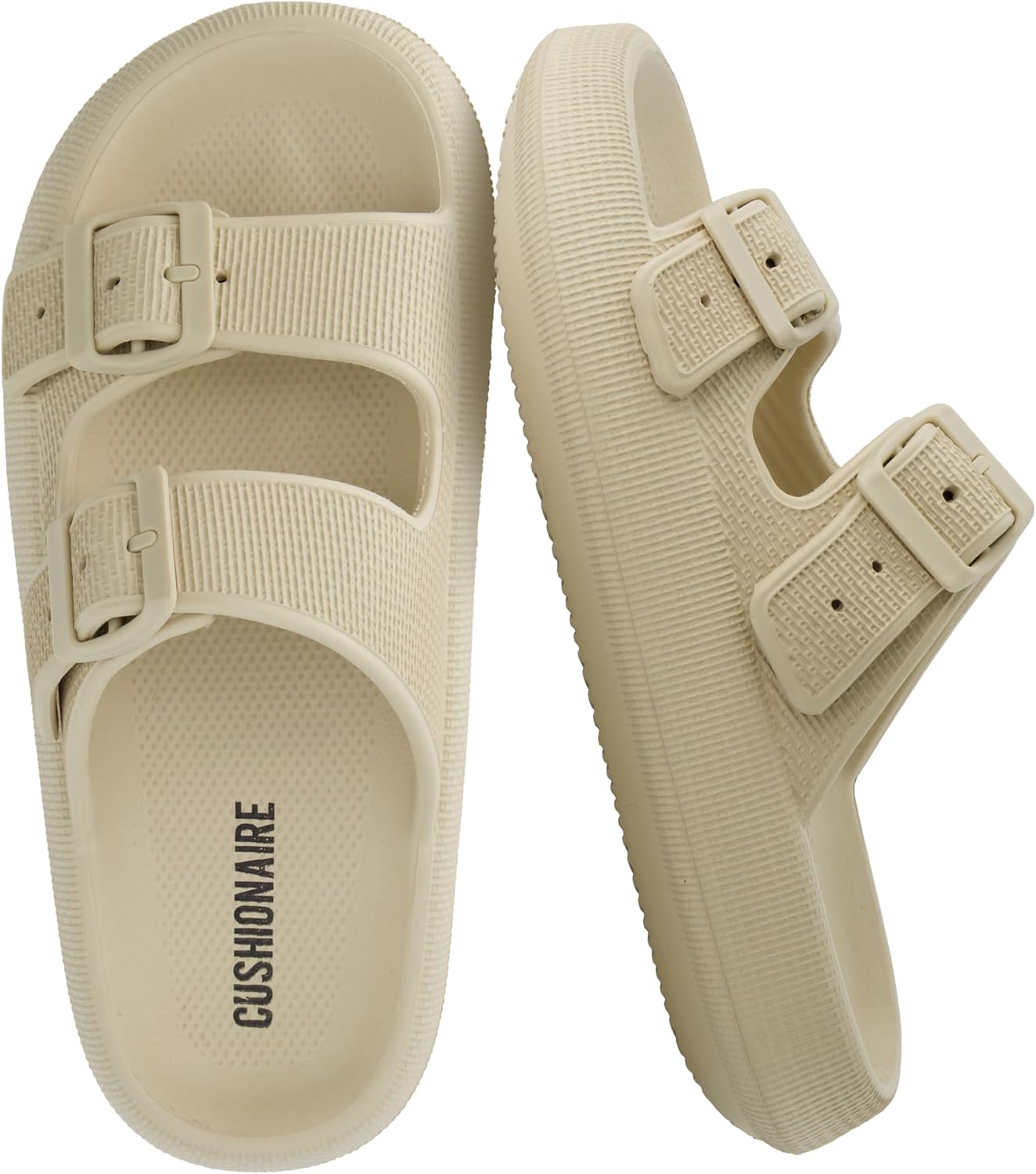 CUSHIONAIRE Fame Pillow Recovery Sandals for Women, Adjustable Double Buckle Waterproof EVA Cloud Slides for Women