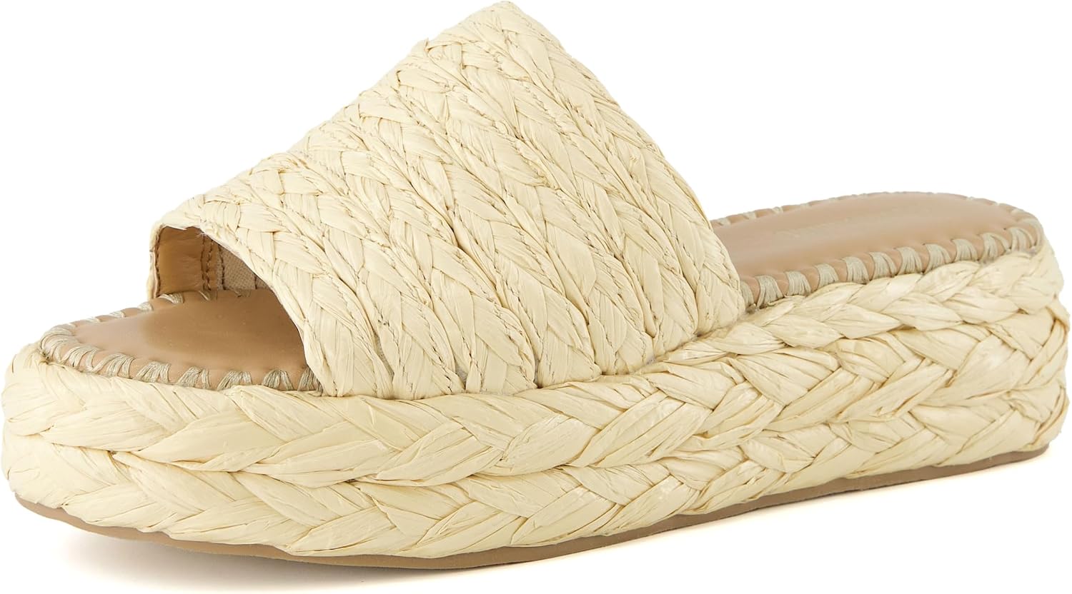 CUSHIONAIRE Women’s Core Raffia Platform Sandal +Memory Foam and Wide Widths Available