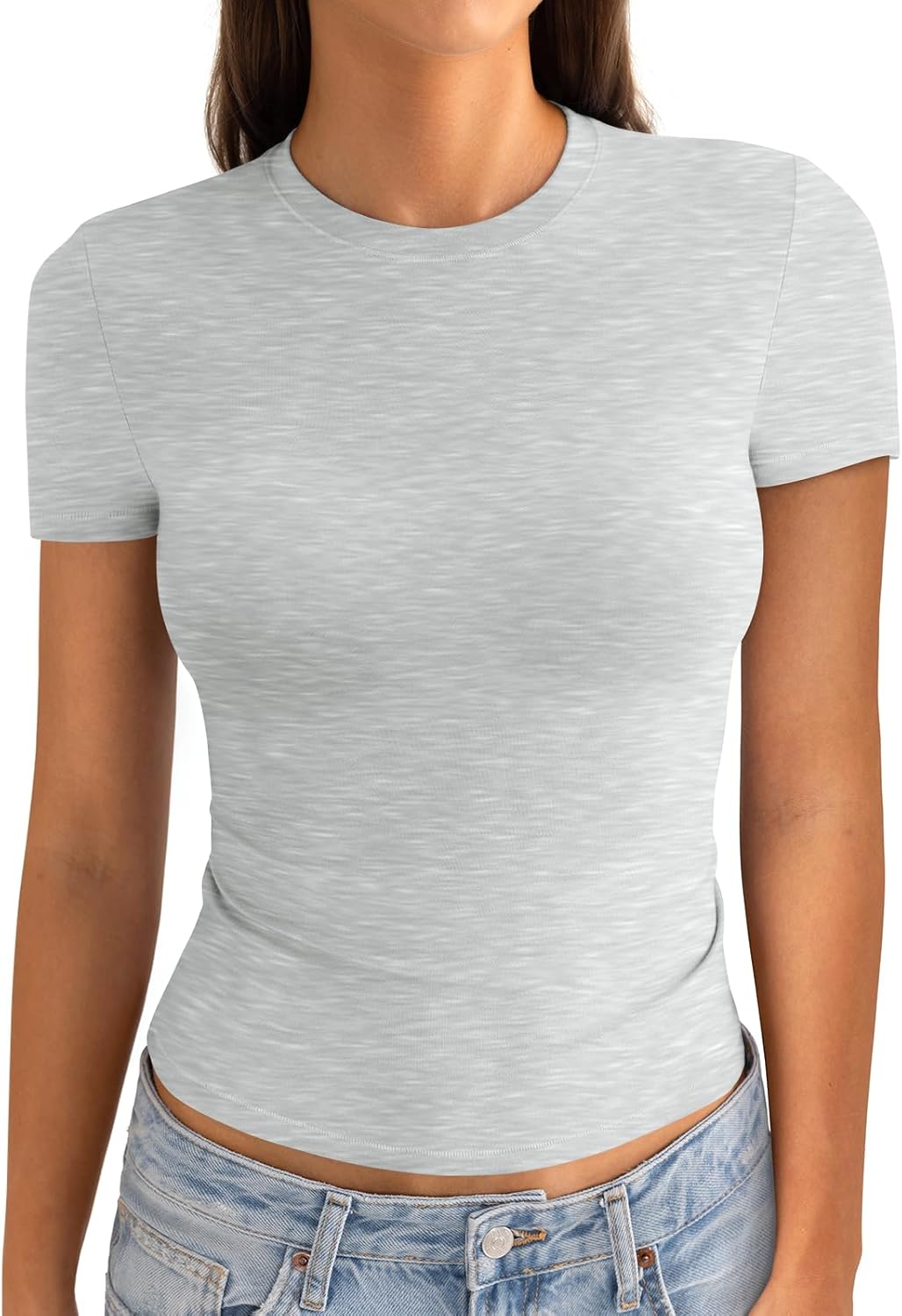 EasyGala Womens Cotton Crew Neck Short Sleeve Shirts Summer Top Trendy Fitted Crop Tops Basic Going Out Tee