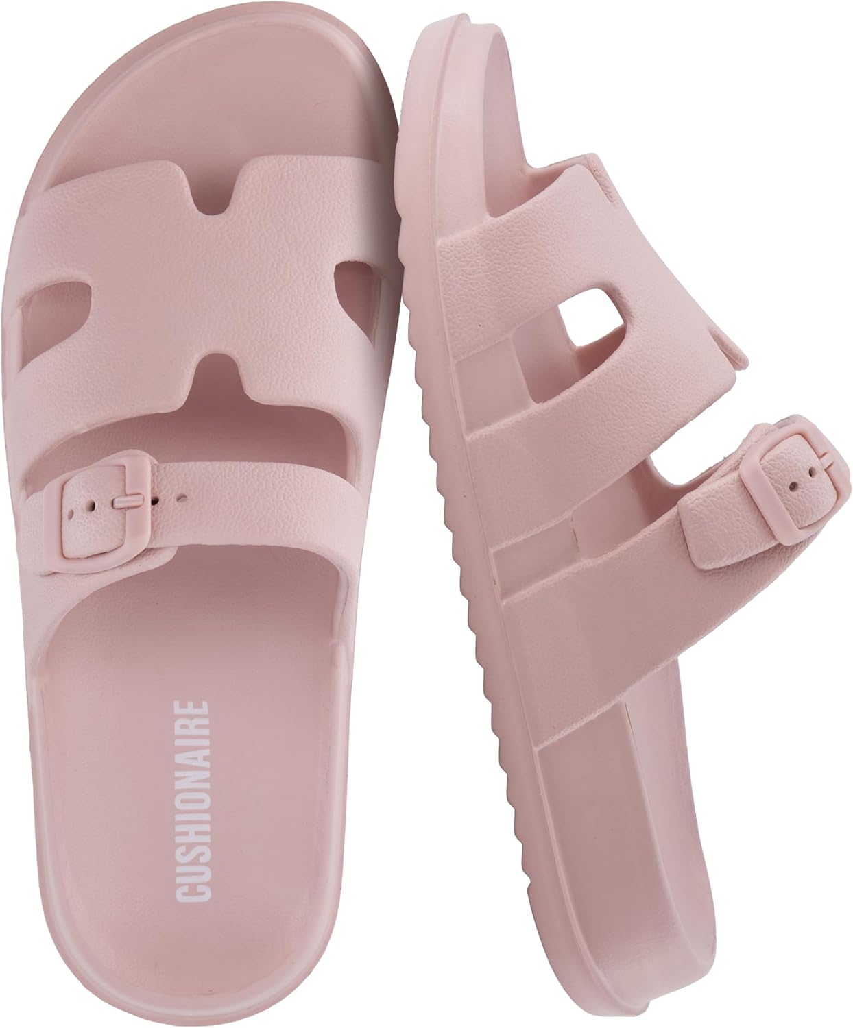 CUSHIONAIRE Orbit Waterproof EVA Womens Sandals -Comfortable Summer Slip On Slides for Women with Adjustable Buckle Strap