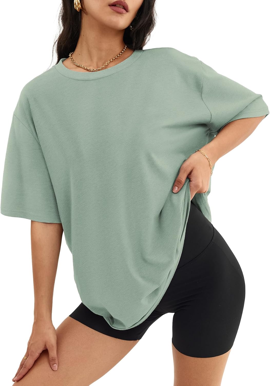ATHMILE Womens Oversized T Shirts Casual Tee Workout Tops Gym Clothes Summer Loose Fit Short Sleeve Graphics Basic Y2K 2026